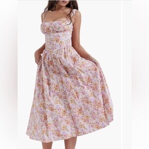 House of CB TATIANA Pink Print Midi Sundress